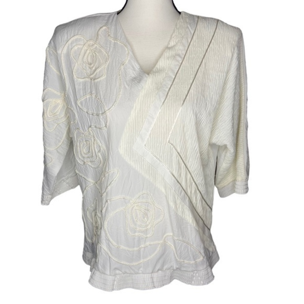Regal‎ Vintage 80s Top V Neck Half Sleeve Oversized Windbreaker Top Size XS